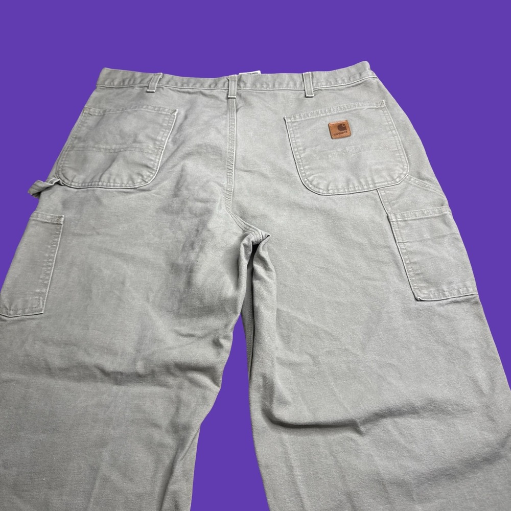 Carhartt B11 DES Dungaree Fit Pants 40x32 Khaki Canvas Workwear Utility Distress